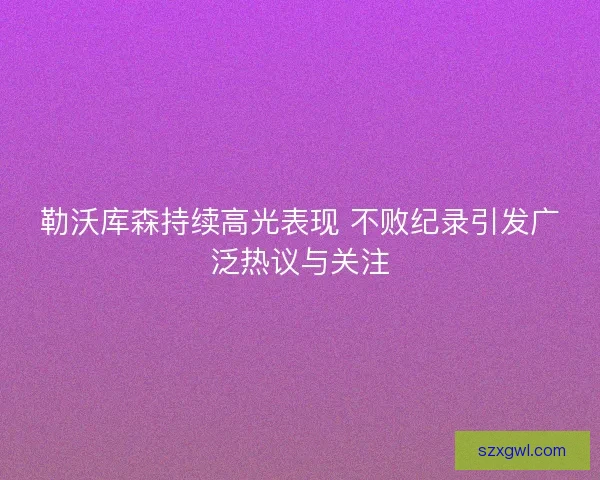 勒沃库森持续高光表现 不败纪录引发广泛热议与关注