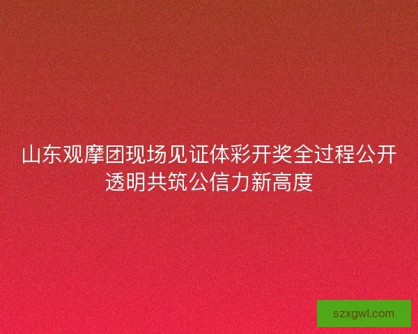 山东观摩团现场见证体彩开奖全过程公开透明共筑公信力新高度