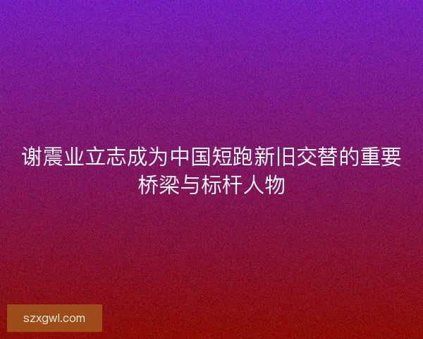 谢震业立志成为中国短跑新旧交替的重要桥梁与标杆人物